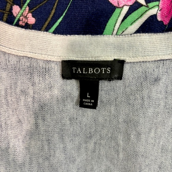 Talbots Floral Print Knit‎ Top V-Neck Short Sleeve Casual Comfy Womens Large L - Picture 13 of 15